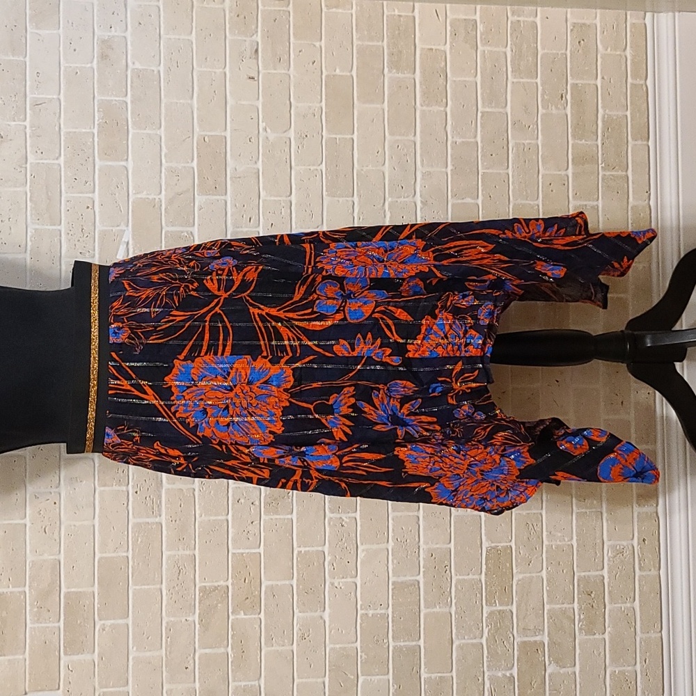 Desigual New Women's Black and Red Floral Prints Viscose Hanky Hem Skirt (Sz M)